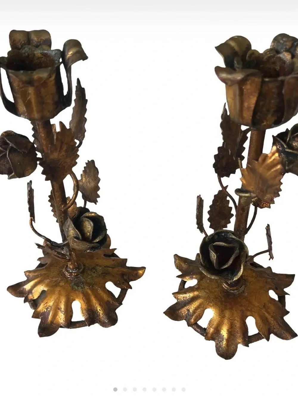 Antique Italian Gilded Gild Candlestick Pair